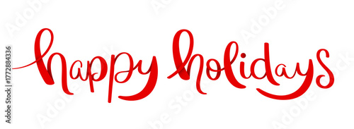 HAPPY HOLIDAYS red brush calligraphy banner on transparent background