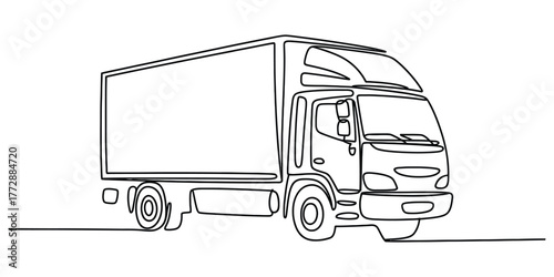 Continuous line drawing of a truck freight vehicle vector