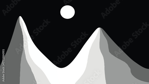 Full moon night with white ice mountain atmosphere