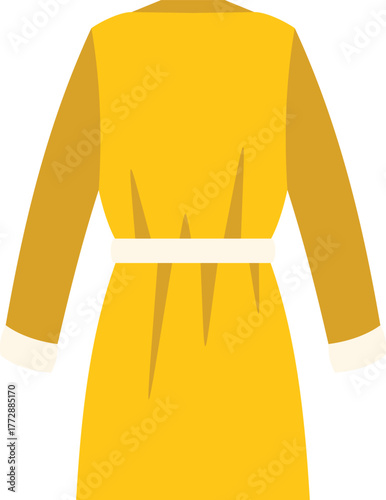 Yellow bathrobe back view presenting clothing for spa procedures, home clothes or hotel uniform