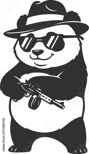 gangster panda, Tough Panda Mascot with Attitude Illustration