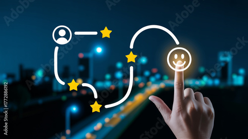 Digital user experience journey map with happy face user journey map customer experience