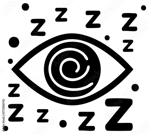 Sleeping Eye Graphic Representing Sleep and Tiredness with ZZZs