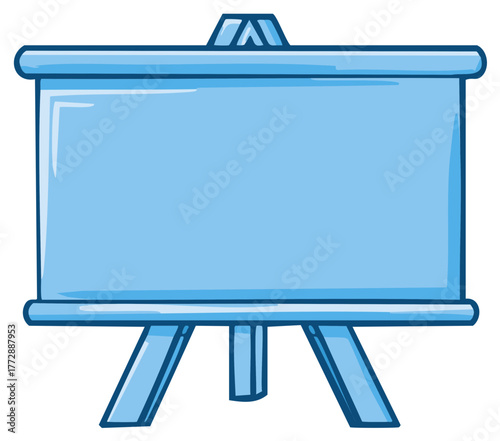 Simple blue easel with blank board for presentations or display