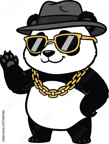 gangster panda, Tough Panda Mascot with Attitude Illustration