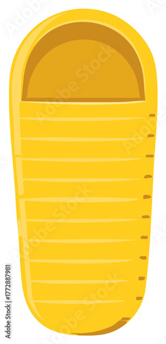 Bright yellow sleeping bag illustration, ready for camping and outdoor adventures