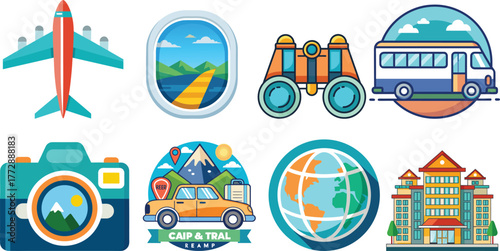 ravel and Tourism Icon Vector Bundle, Tourism Vector Pack | Travel, Holiday, and Exploration Icons
