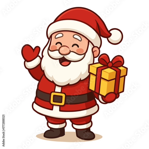 Santa Claus Character Illustration, Modern Christmas Icon, Festive Marketing Asset for Corporate Holiday Campaigns, Retail Promotions, and Web Design