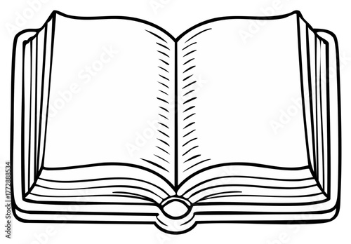 Open book illustration with blank pages, classic education and literary concept with a reading study theme