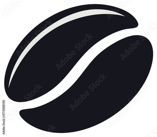 Minimalist single coffee bean icon vector illustration. Simple black and white graphic for a cafe or beverage symbol.
