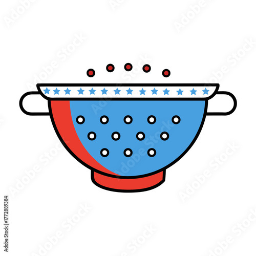 Patriotic colander with stars and dots