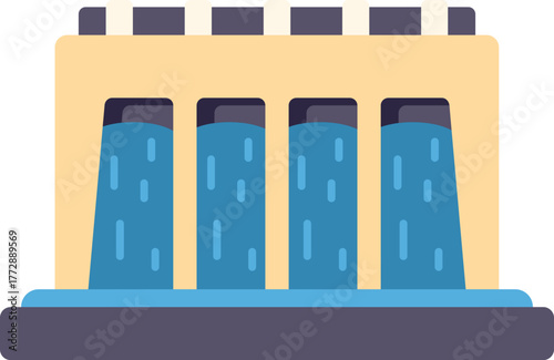Hydroelectric power station providing renewable energy, using the power of water to generate electricity