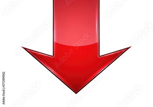Free Download Glossy red downward pointing arrow isolated on transparent background - GFXLoad