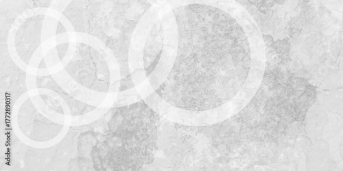 White abstract background with white circle rings in faded distressed vintage grunge texture design. Geometric grey textured abstract modern background - stock illustration.Grunge abstract background

