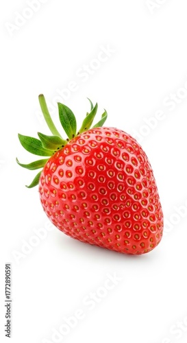 Wallpaper Mural Single ripe strawberry isolated on white background, natural food concept with soft shadow Torontodigital.ca