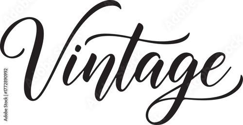Elegant script lettering spelling out the word vintage calligraphy