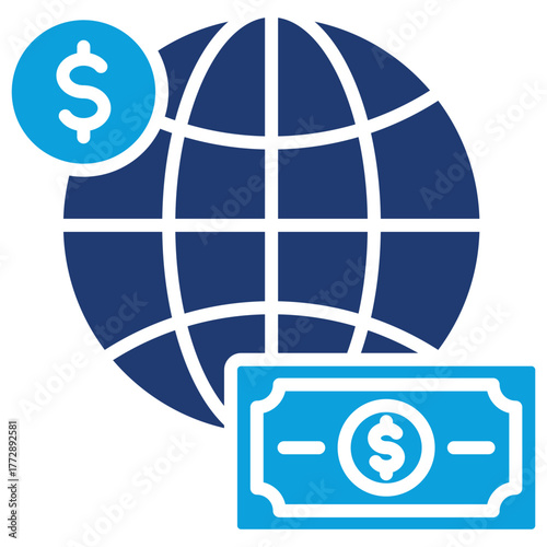 Global Currency Flat Blue Icon