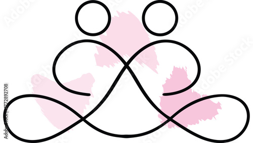 Abstract Figures Intertwined with Brush Strokes single line connection love