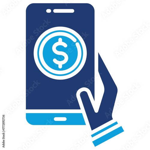 Mobile Bank Flat Blue Icon