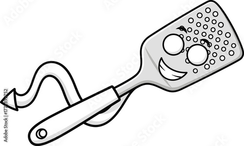 Happy Cartoon Spatula Character for Kitchen Utensil and Cooking Tool.