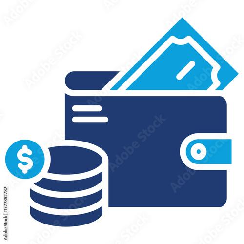 Money Wallet Flat Blue Icon