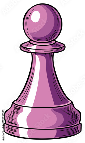 Purple Chess Pawn Piece Illustration for Strategy and Game Concepts
