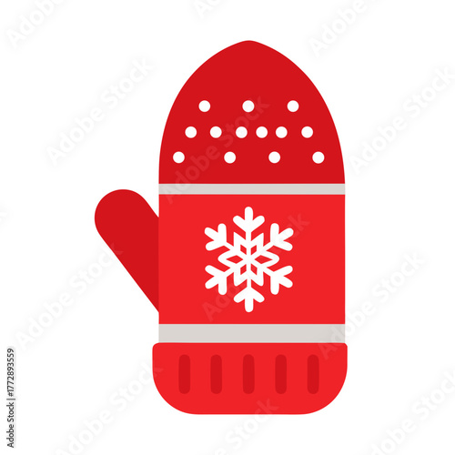 single knitted christmas mitten with a simple nord