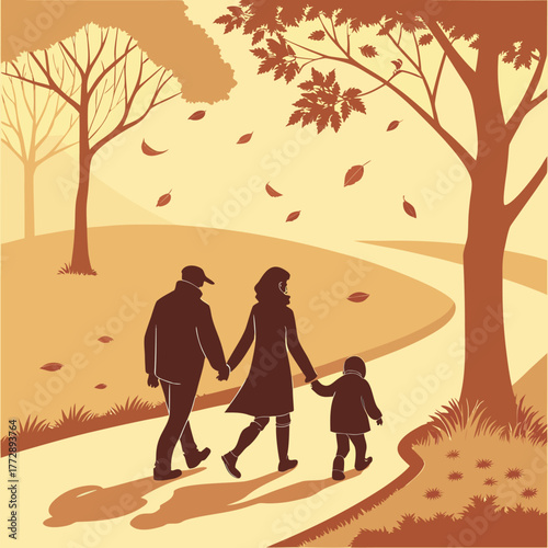 silhouette-of-a-family-walking-hand-in-hand-throug.eps