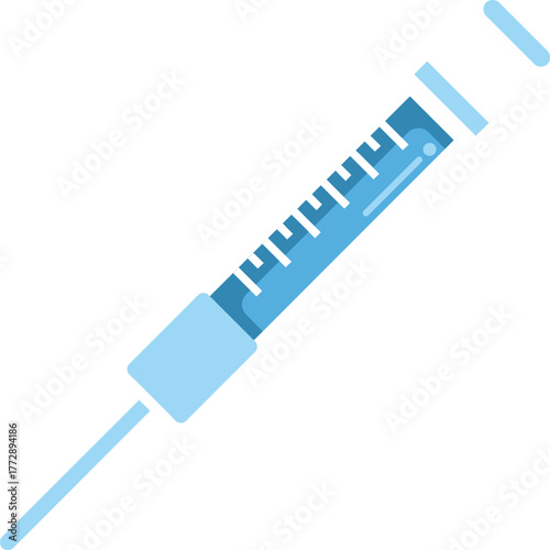 Blue insulin syringe icon isolated on a white background, ideal for medical and healthcare related designs