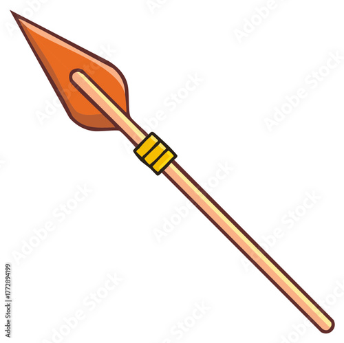 Stylized Spear with Orange Tip and Yellow Bands
