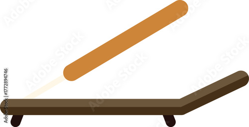 Incense stick burning on a wooden incense holder, releasing smoke with a white trail