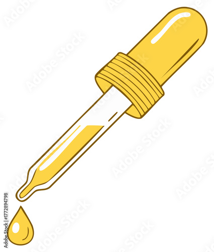 Medical Dropper with liquid. Vector illustration for health, wellness, or science projects.