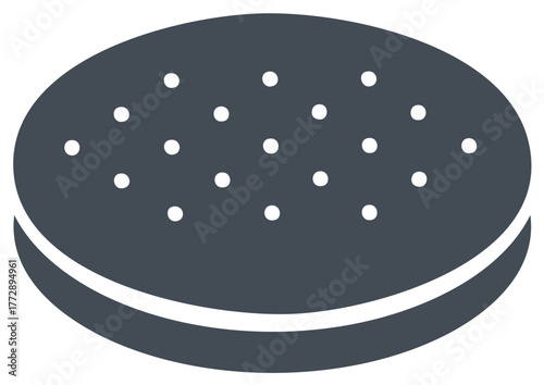 Delicious looking burger with sesame seeds on top bun, a tasty food concept, vector graphics