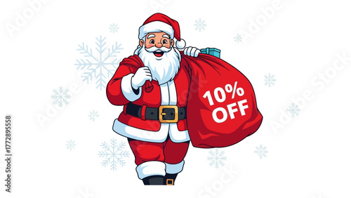 Festive Christmas Discount: A jolly figure, the embodiment of Christmas spirit, is here to offer a festive discount, a symbol of seasonal cheer.