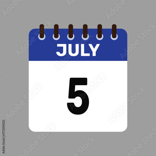 calendar july 5 icon vector reminder for important deadlines and special events this autumn season