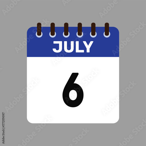 calendar july 6 icon vector reminder for important deadlines and special events this autumn season