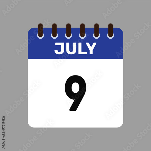 calendar july 9 icon vector reminder for important deadlines and special events this autumn season