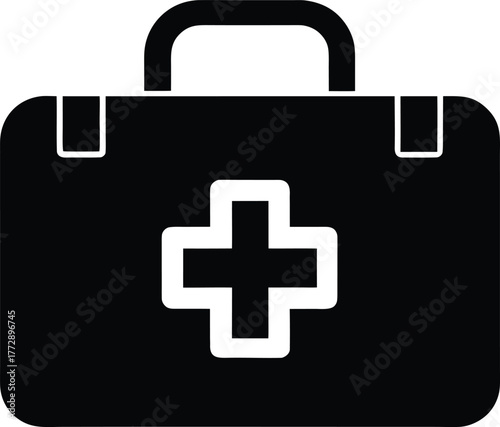 First Aid Kit Icon Medical Case Healthcare Bag Emergency Box Doctor Help Equipment Flat Design Illustration Symbol on Transparent Background