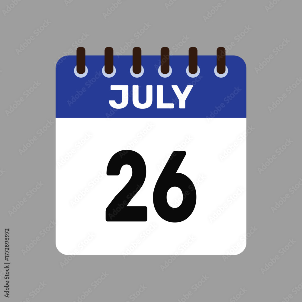 Fototapeta premium calendar july 26 icon vector reminder for important deadlines and special events this autumn season