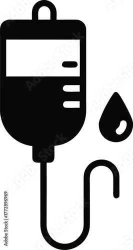 Medical Treatment Intravenous Therapy Infusion IV Drip Bag Fluid Drop Health Healthcare Aid Solution Liquid Saline Vector Illustration