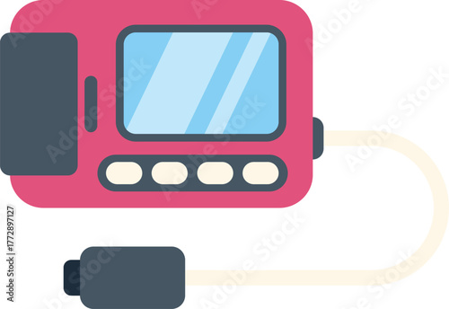 Pink ultrasound machine with a cable and a transducer for medical procedures