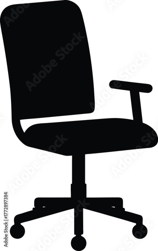 Ergonomic Office Chair Silhouette Adjustable Swivel Desk Seating Modern Furniture Workplace Comfort Interior Design Element Flat Vector