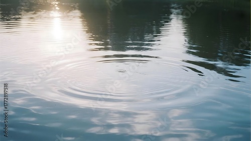 Fototapeta Naklejka Na Ścianę i Meble -  Soft abstract water ripple background with sunlight reflections. Ideal for spa, wellness, and calming design visuals