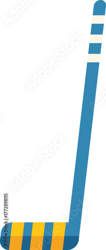 Blue ice hockey stick standing up on a white background