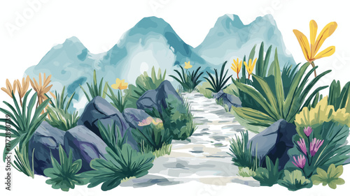Inca Trail. Inca Trail hand drawn watercolor illustration