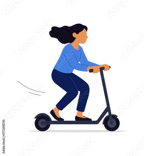 Young Woman Riding Electric Scooter – Eco Urban Transport Lifestyle