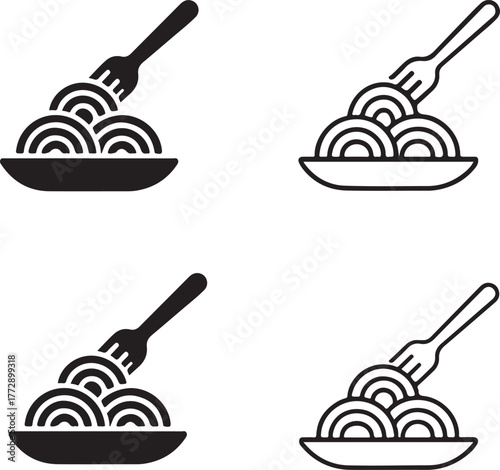 Isolated food icon set, meal cuisine restaurant symbols, editable vector art, culinary and dining icons for menu, kitchen, restaurant and foodie buyers