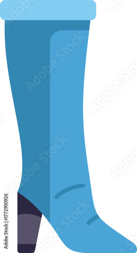 Illustration featuring a blue high heel boot, providing a stylish footwear option