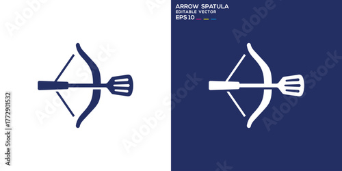 Archer logo. Spatula, arrow, restaurant, cooking. Vector design template.
