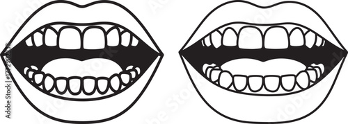 Open mouths with teeth silhouette